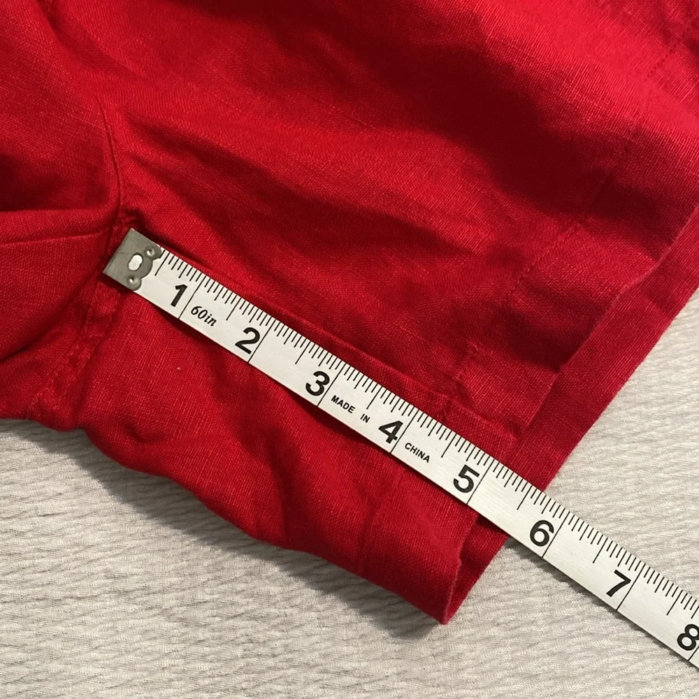 Lauren Ralph Lauren Shorts Women's 8 Red 100% Linen Drawstring‎ Casual Coastal